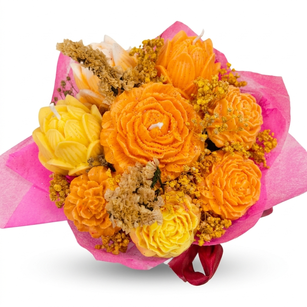 Luxury Yellow Flower Candle Bouquet