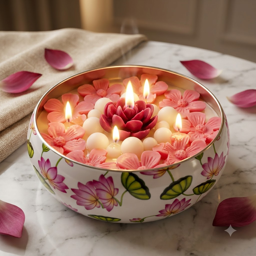 Floral Print Urli Scented Candle