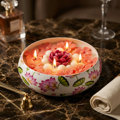 Floral Print Urli Scented Candle