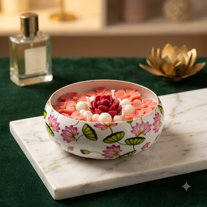 Floral Print Urli Scented Candle