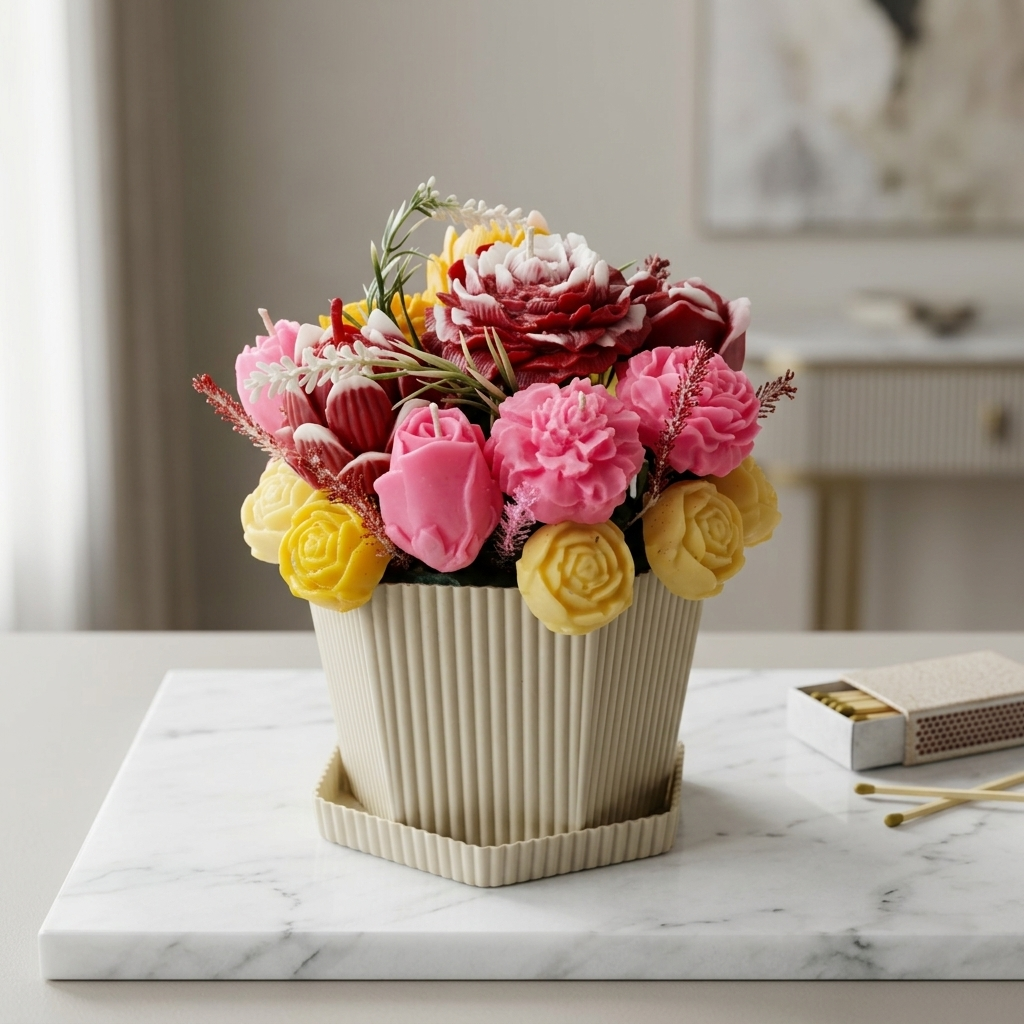 Luxury Candle Flower Bouquets Arranged in Box